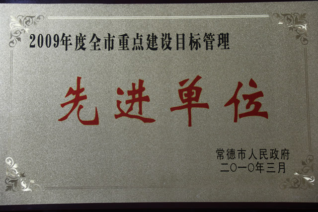 2009年度全市重点建设目标管理一“先进单位”